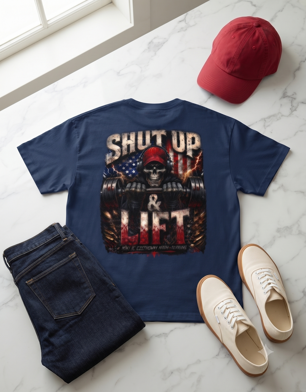 Shut Up & Lift Skull Oversized T-Shirt – Men's Graphic Gym Tee