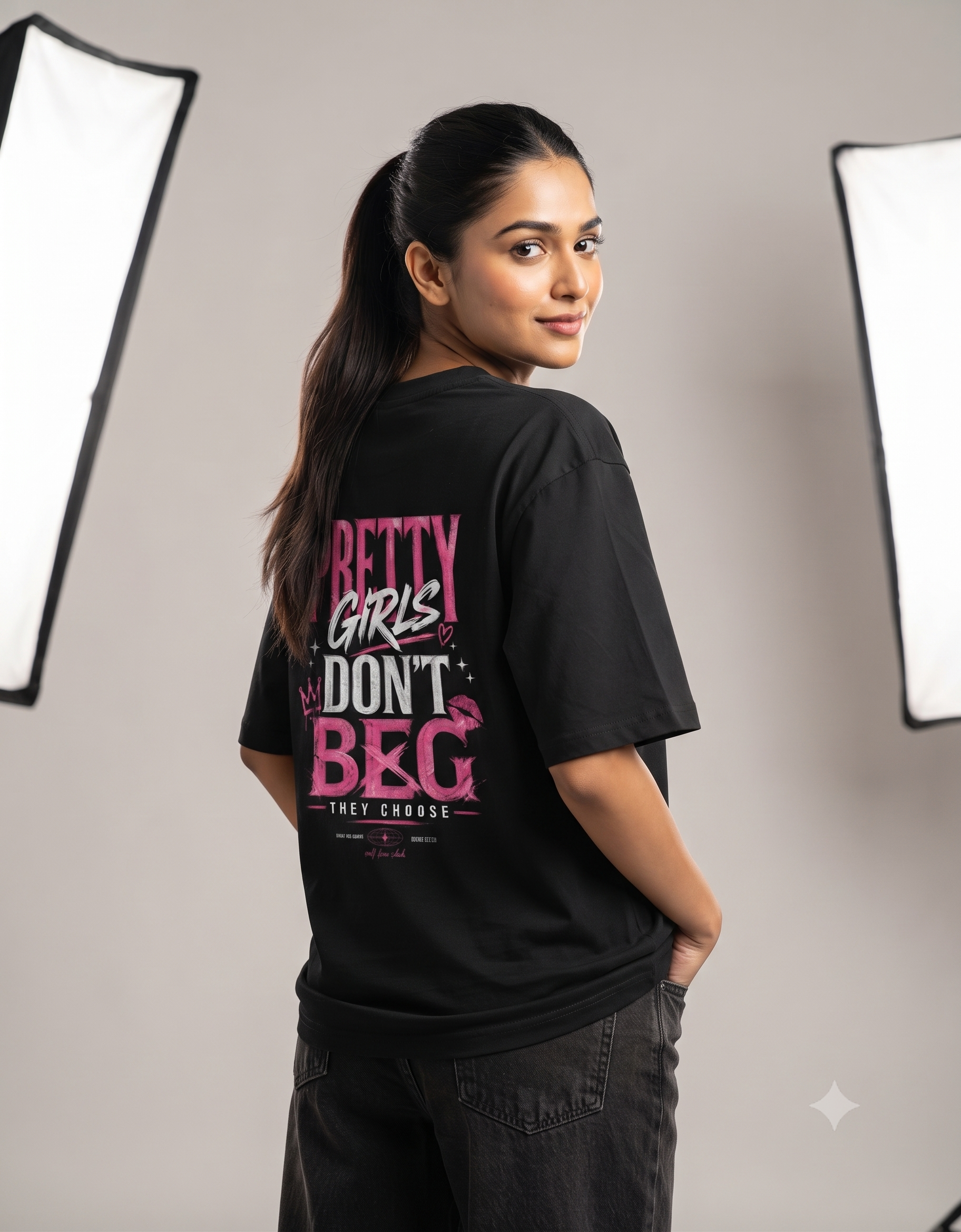 Pretty Girls Don't Beg Oversized T-Shirt – Women's Graphic Tee