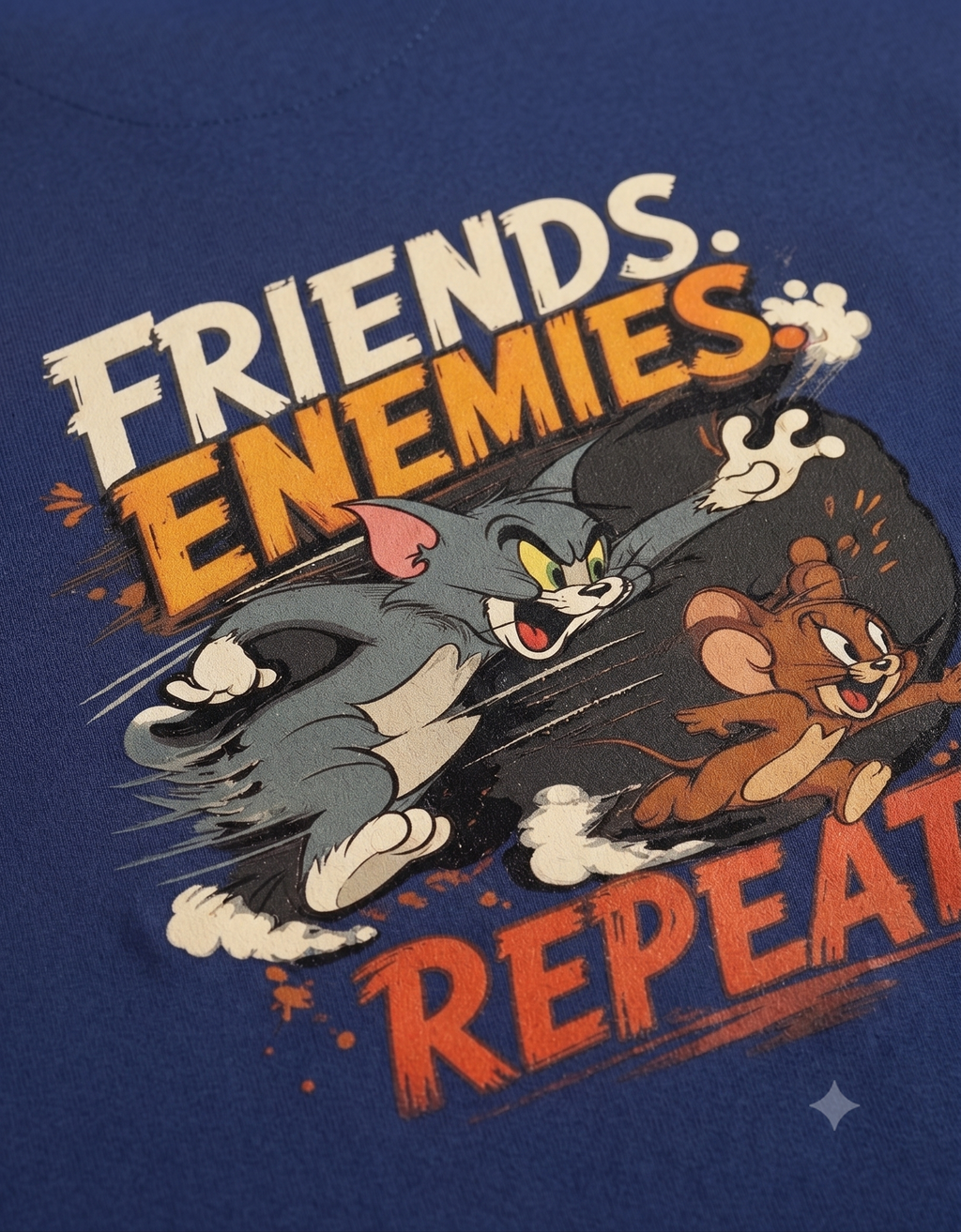 Friends. Enemies. Repeat. Retro Cartoon Oversized T-Shirt – Men's Graphic Tee
