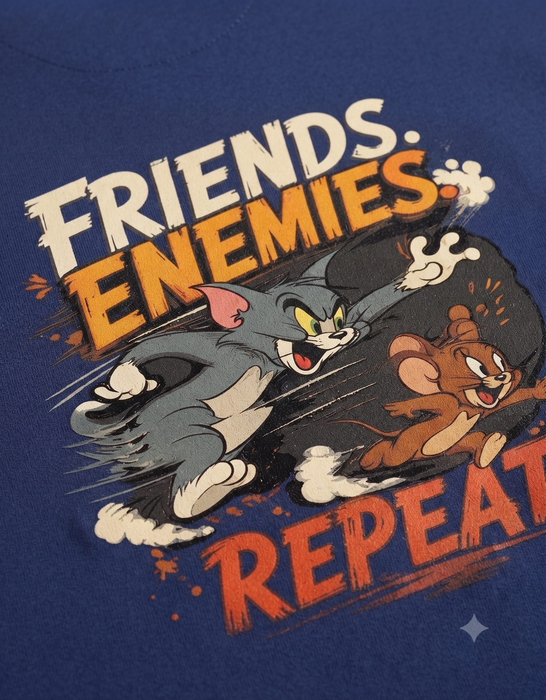 Friends. Enemies. Repeat. Retro Cartoon Oversized T-Shirt – Men's Graphic Tee