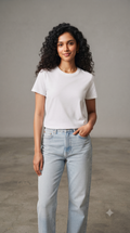 Women's	Classic	Plain	White	T-Shirt