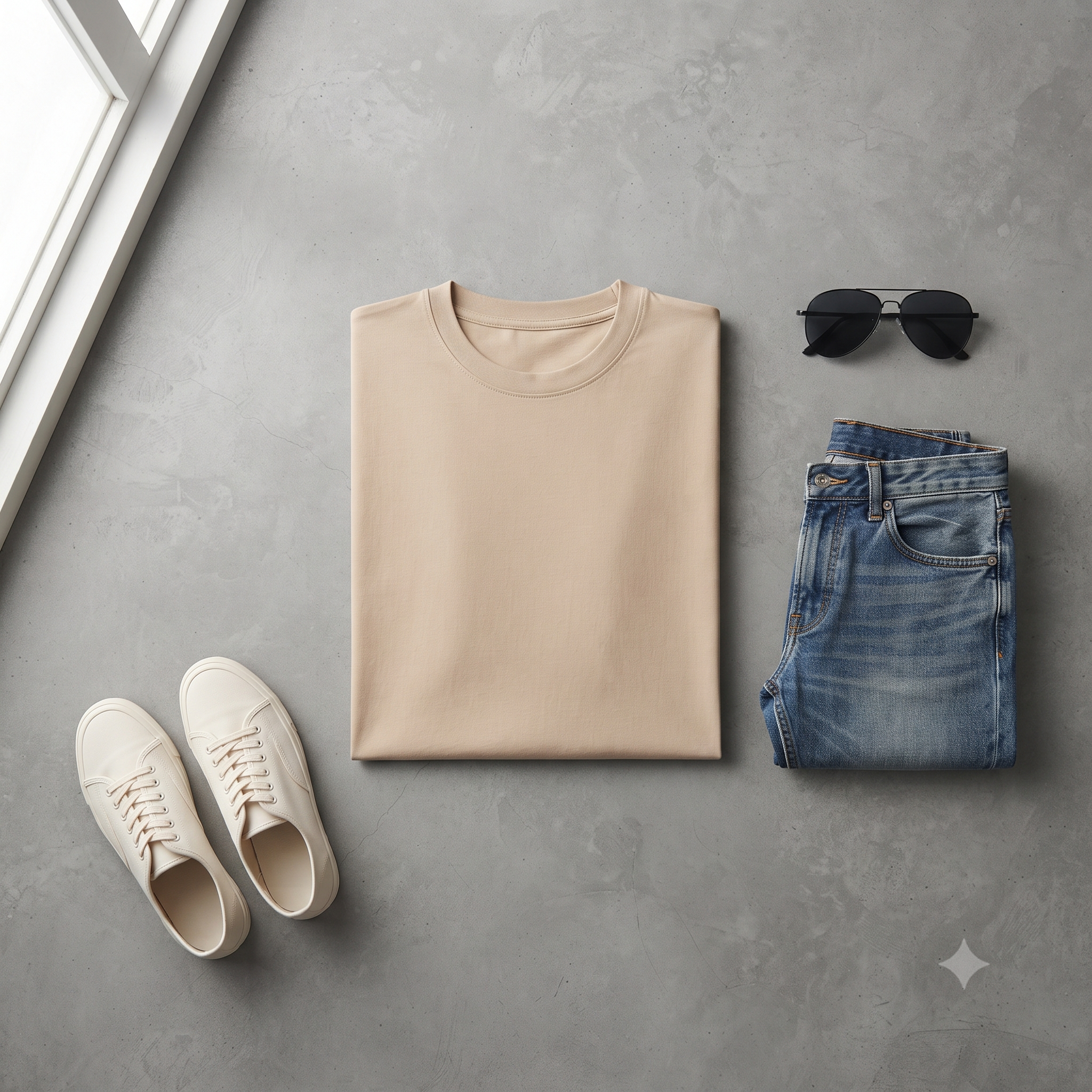 Plain	Beige	Oversized	T-Shirt