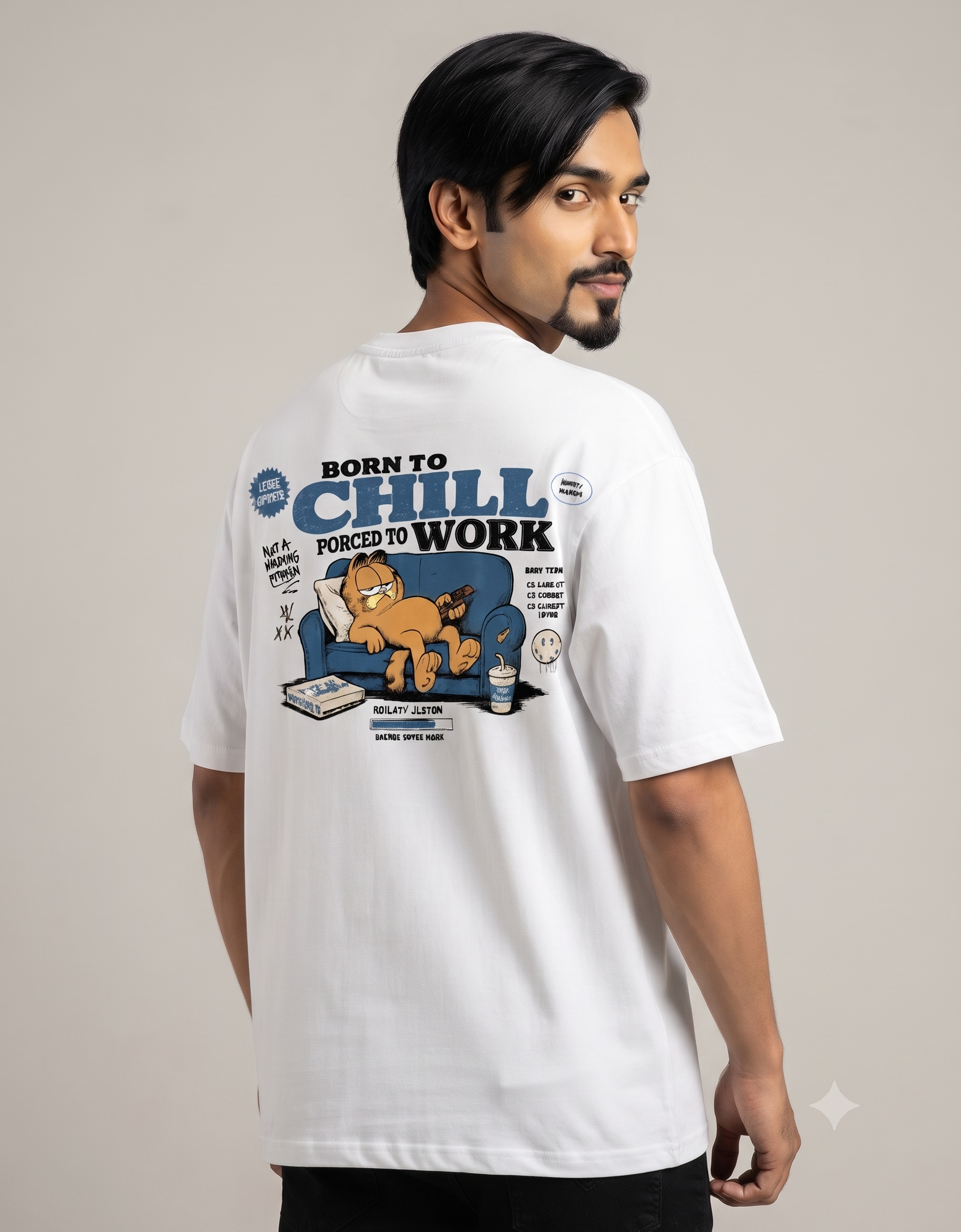 Born To Chill Lazy Cat Oversized T-Shirt – Men's Graphic Tee