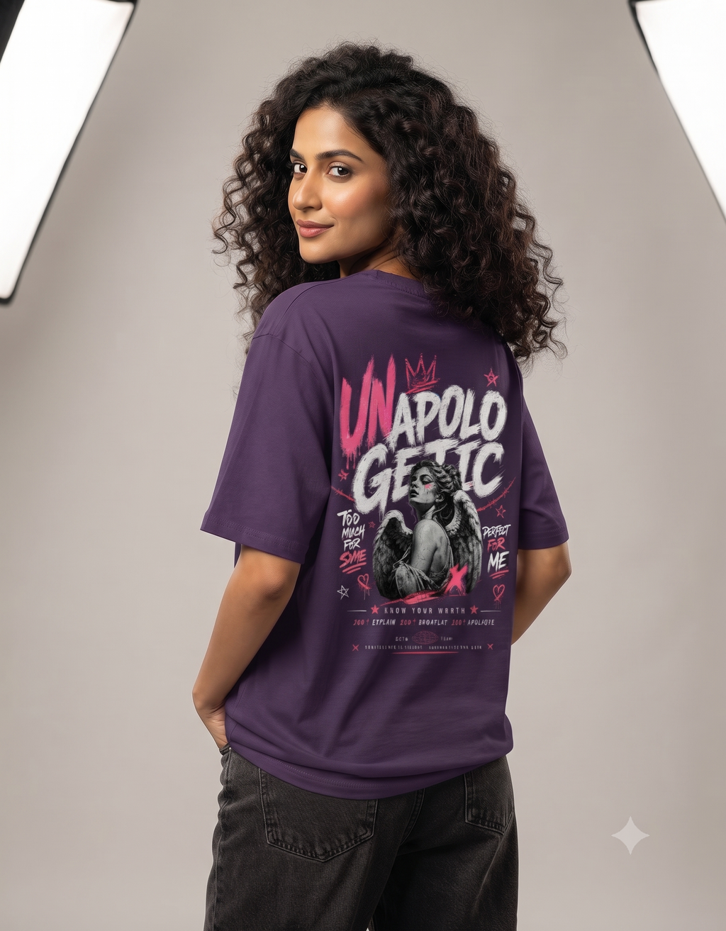 Unapologetic Fallen Angel Oversized T-Shirt – Women's Graphic Tee