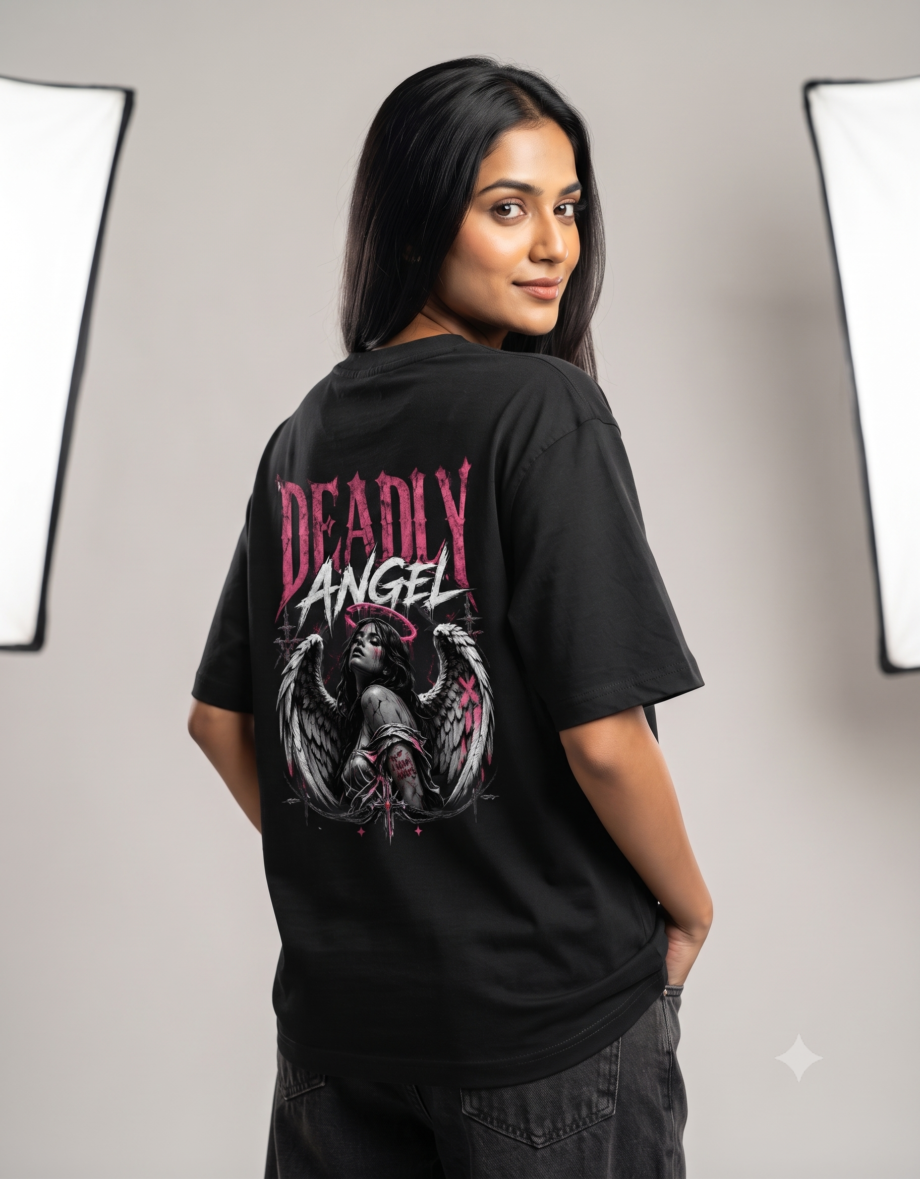 Deadly Angel Oversized T-Shirt – Women's Graphic Tee