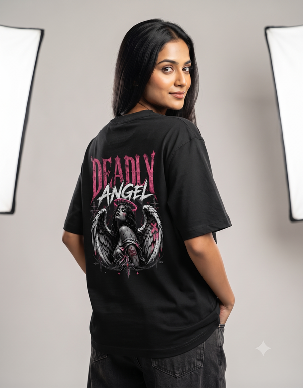Deadly Angel Oversized T-Shirt – Women's Graphic Tee