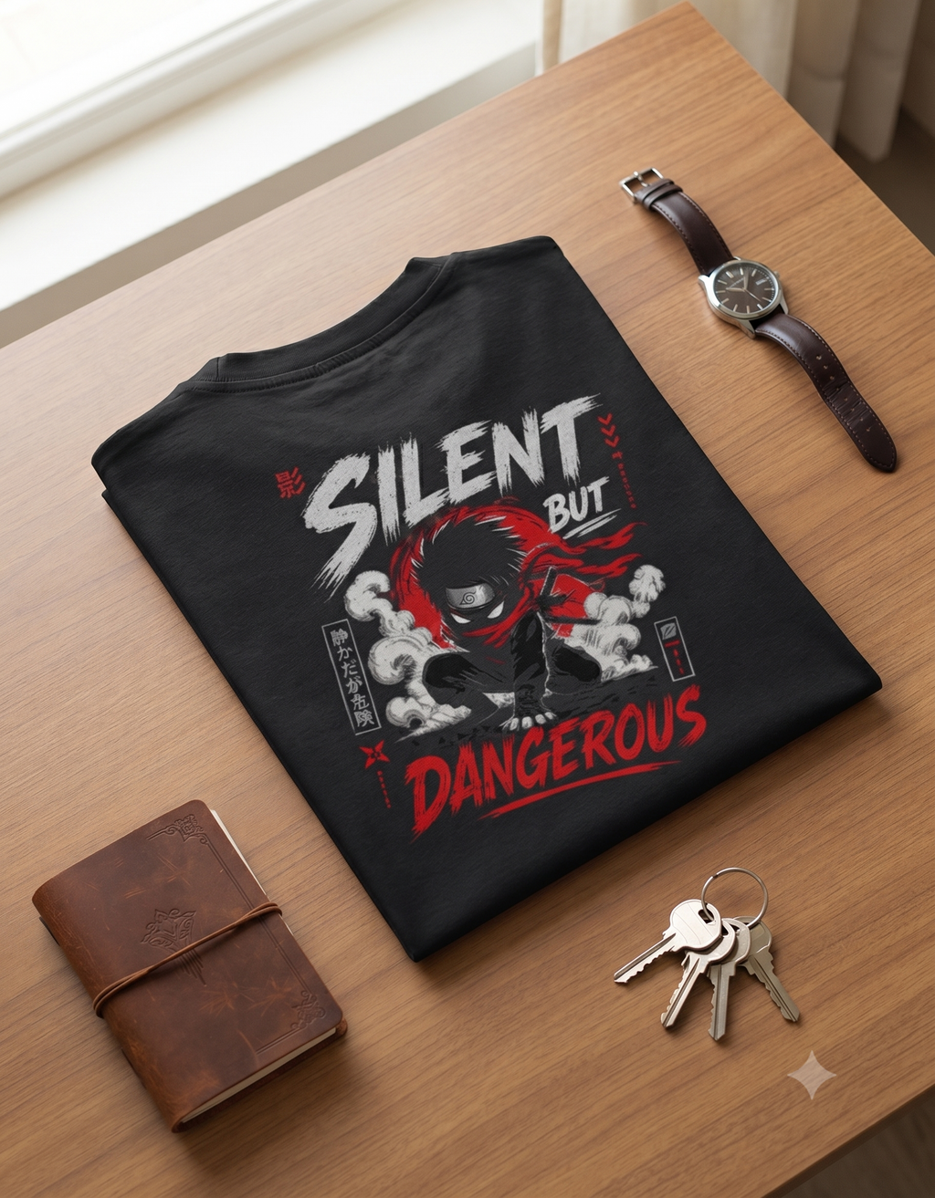 Silent But Dangerous Anime Ninja Oversized T-Shirt – Unisex Graphic Tee