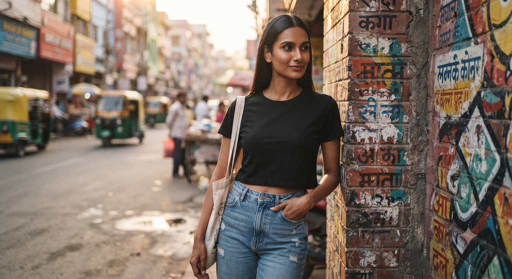 Black	Plain	Crop	Top