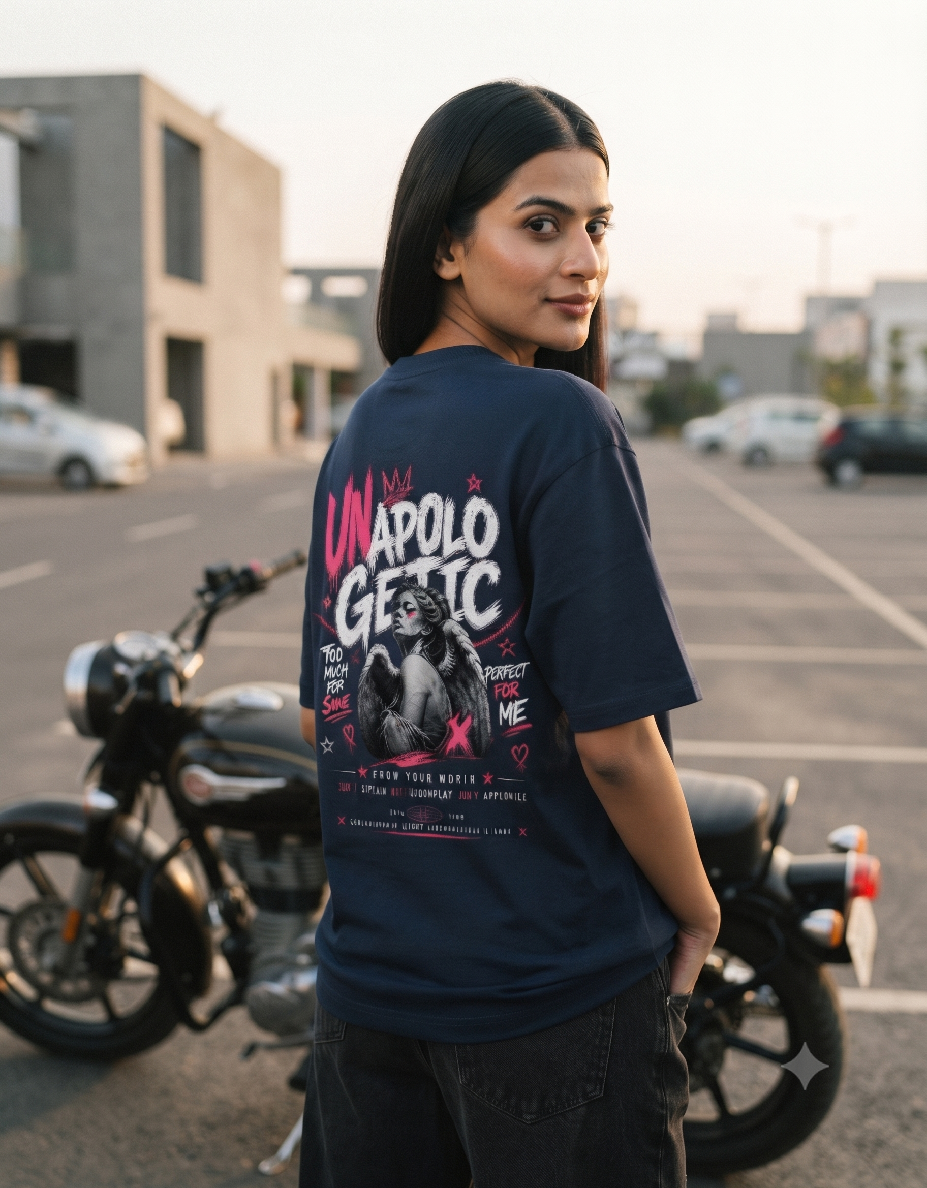 Unapologetic Fallen Angel Oversized T-Shirt – Women's Graphic Tee