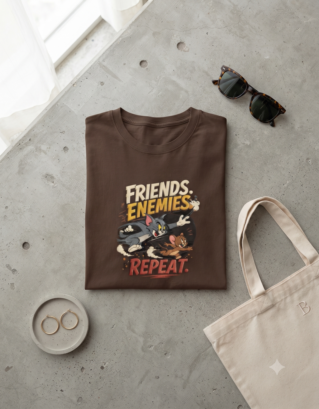 Friends Enemies Repeat Retro Comic Women's Classic T-Shirt – Graphic Tee