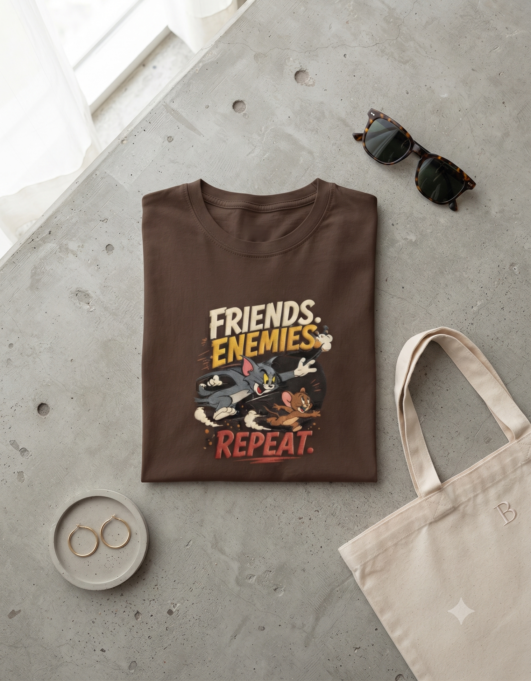 Friends Enemies Repeat Retro Comic Women's Classic T-Shirt – Graphic Tee