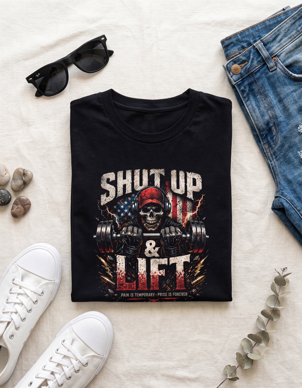 Shut Up & Lift Skull Classic T-Shirt – Men's Graphic Gym Tee