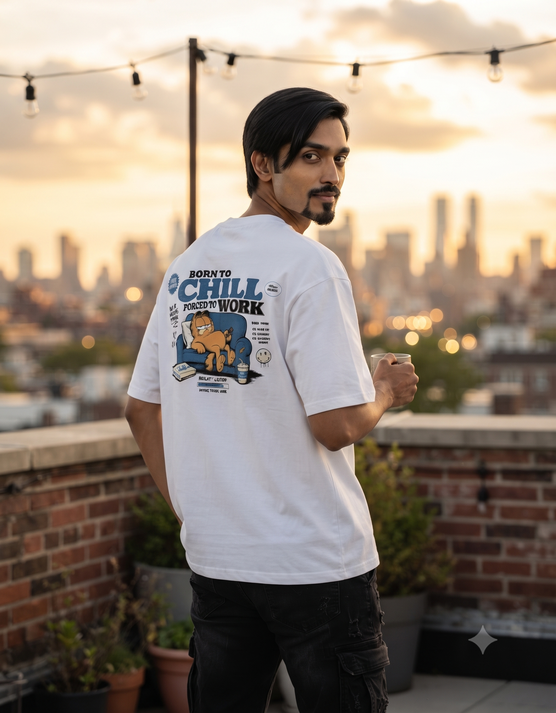 Born To Chill Lazy Cat Oversized T-Shirt – Men's Graphic Tee
