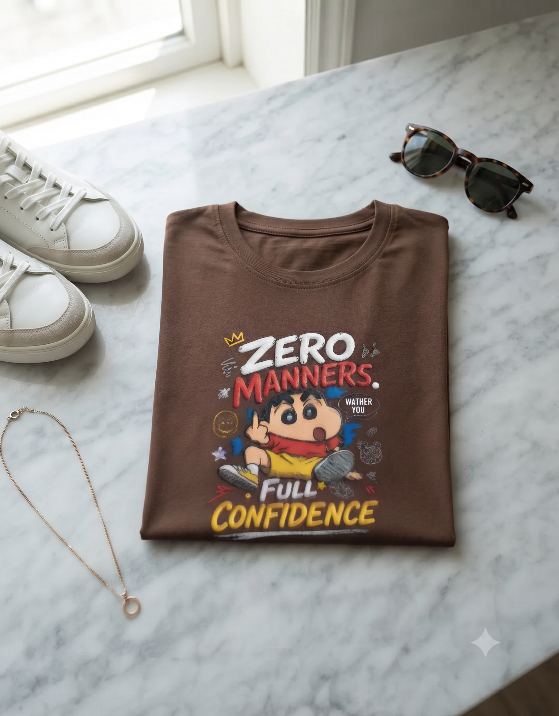 Zero Manners Full Confidence Sketch Graphic Women's Classic T-Shirt – Tee
