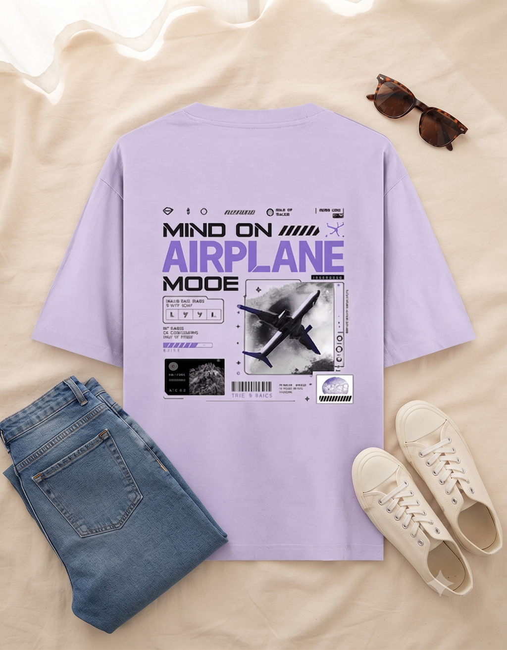 Mind On Airplane Mode Oversized T-Shirt – Men's Graphic Tee