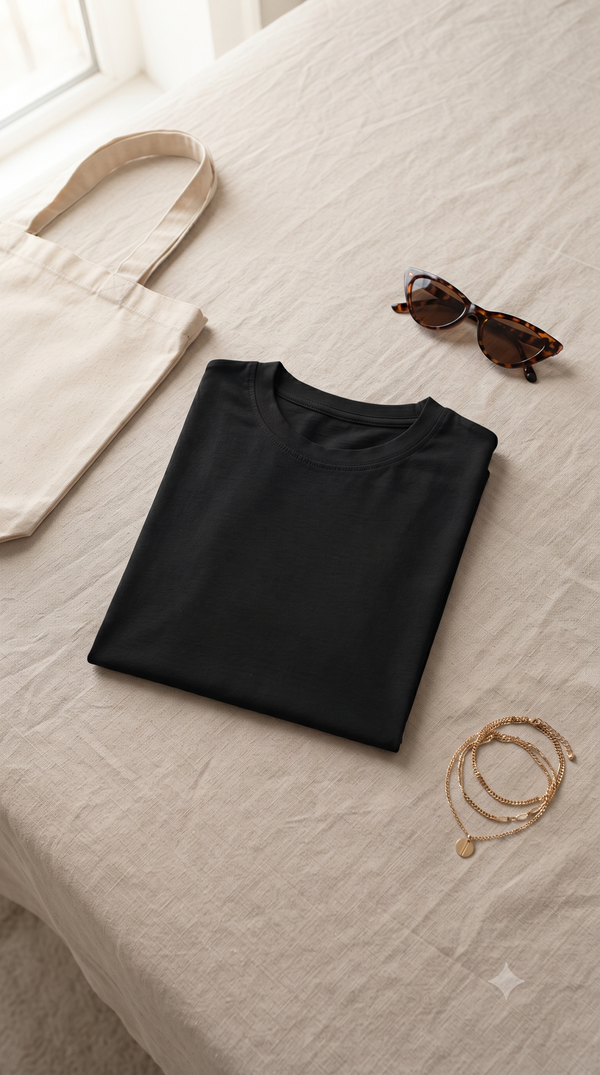 Black	Plain	Crop	Top