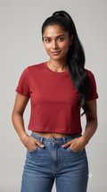 Red	Plain	Crop	Top