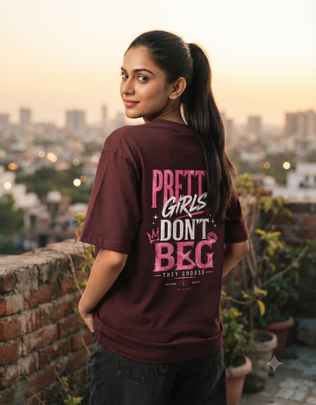 Pretty Girls Don't Beg Oversized T-Shirt – Women's Graphic Tee