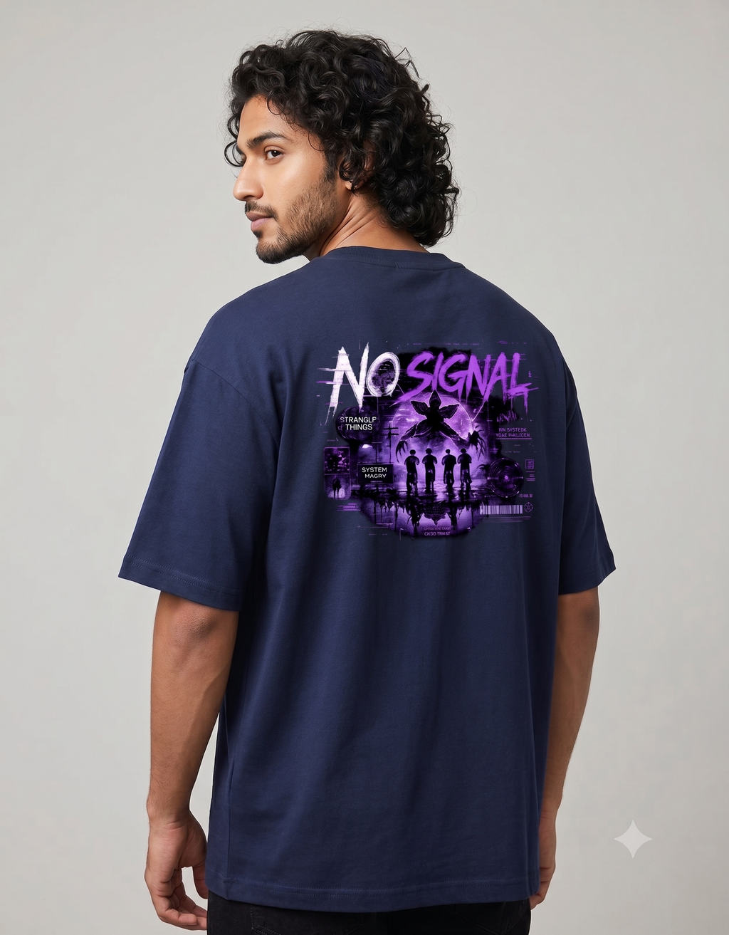 No Signal Retro Horror Oversized T-Shirt – Men's Graphic Tee