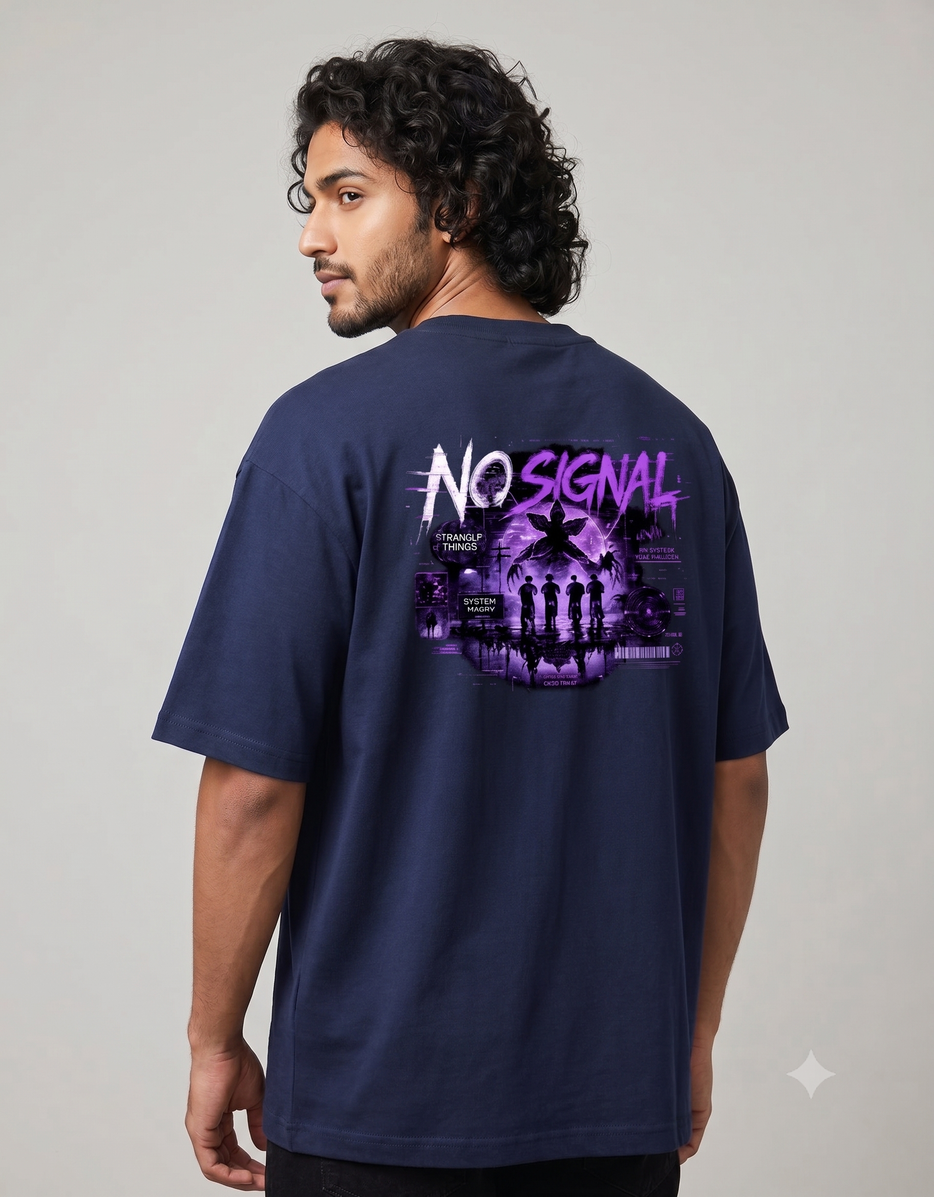No Signal Retro Horror Oversized T-Shirt – Men's Graphic Tee