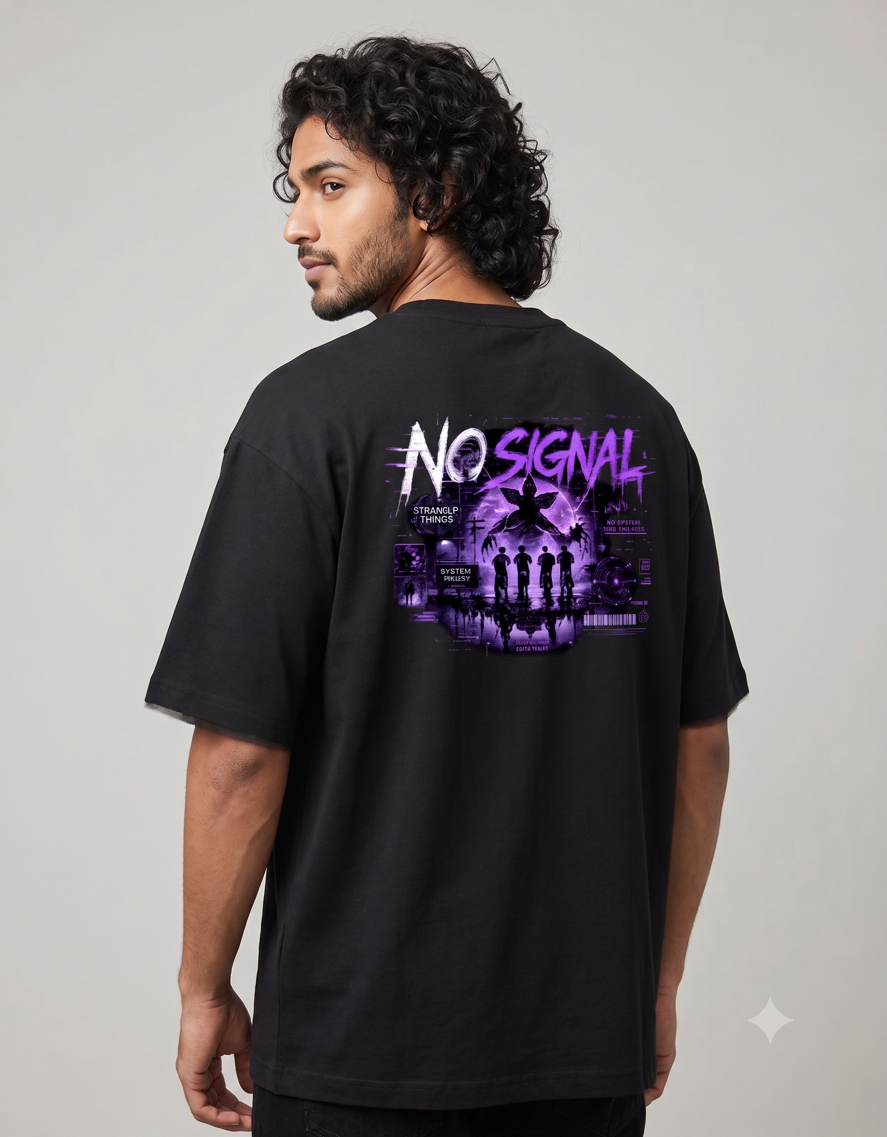 No Signal Retro Horror Oversized T-Shirt – Men's Graphic Tee