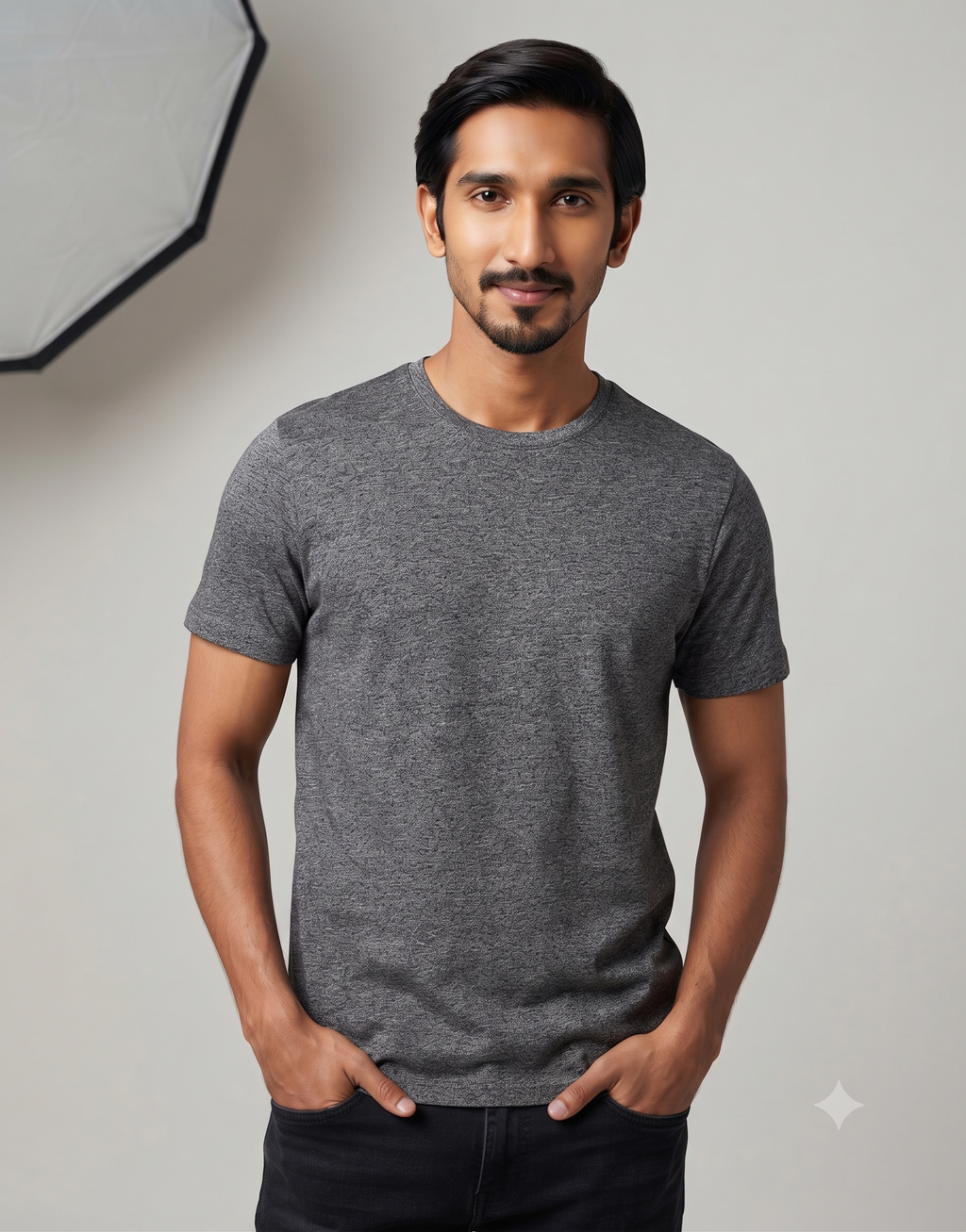 Plain Charcoal Melange T-Shirt