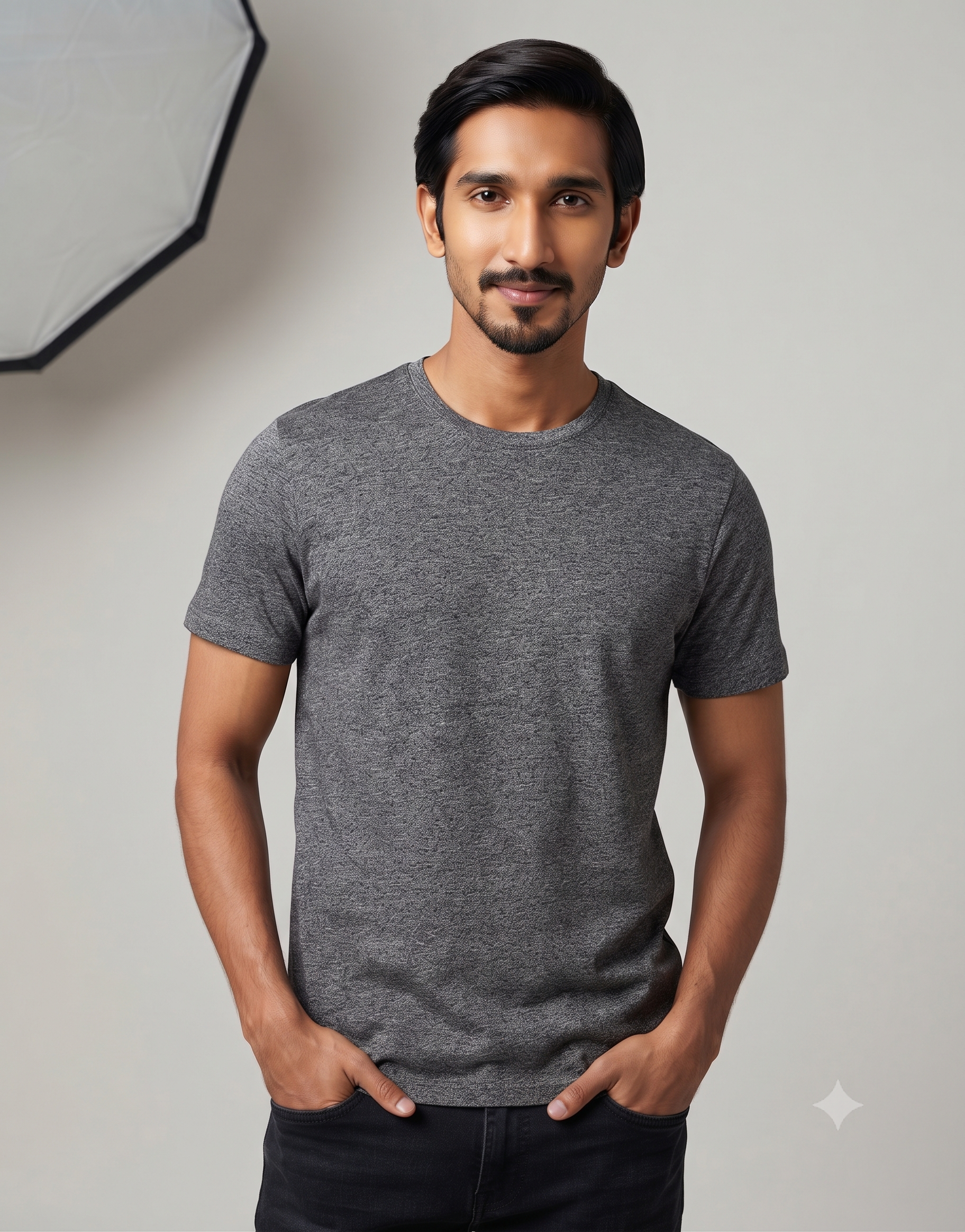 Plain Charcoal Melange T-Shirt