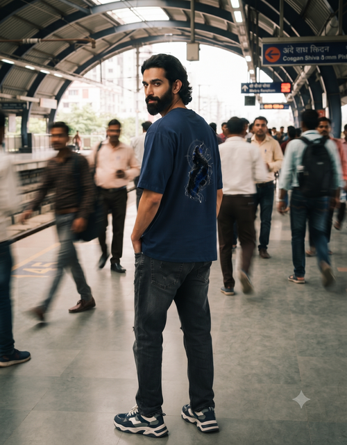 Cosmic Shiva Silhouette Oversized T-Shirt – Men's Graphic Tee