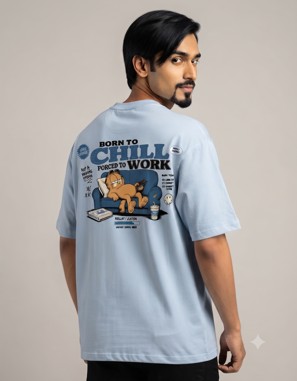 Born To Chill Lazy Cat Oversized T-Shirt – Men's Graphic Tee