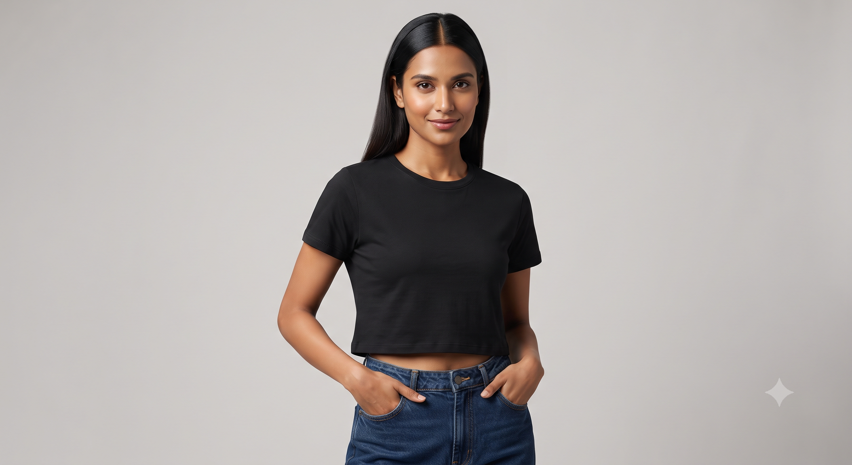 Black	Plain	Crop	Top