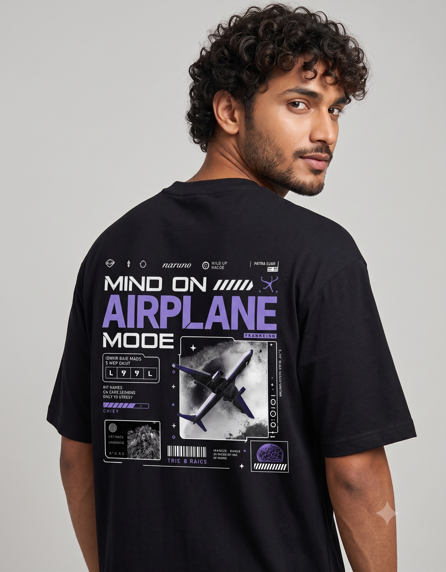 Mind On Airplane Mode Oversized T-Shirt – Men's Graphic Tee