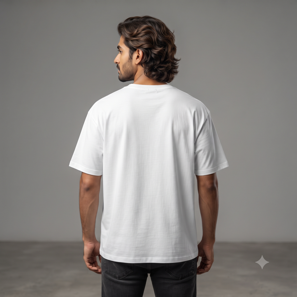Plain	White	Oversized	T-Shirt