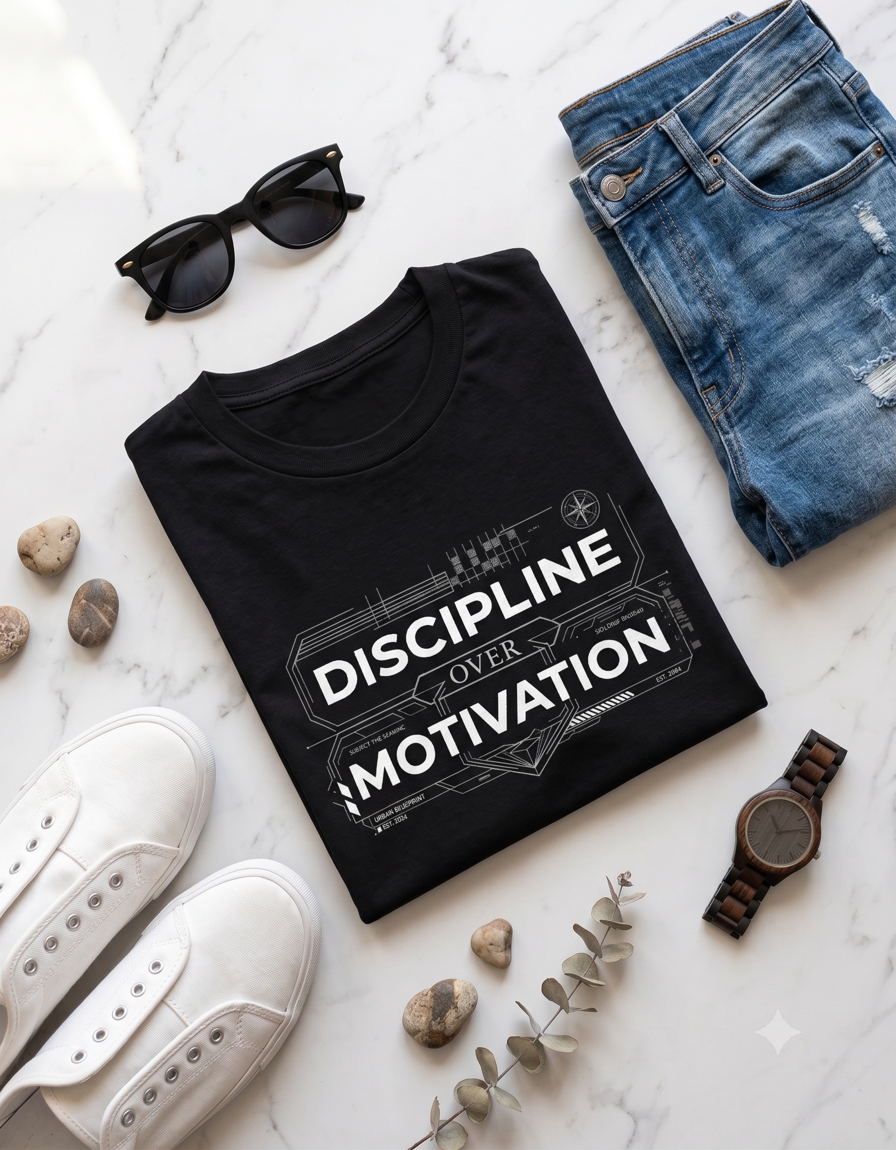 Discipline Over Motivation| Blueprint Graphic Classic T-Shirt