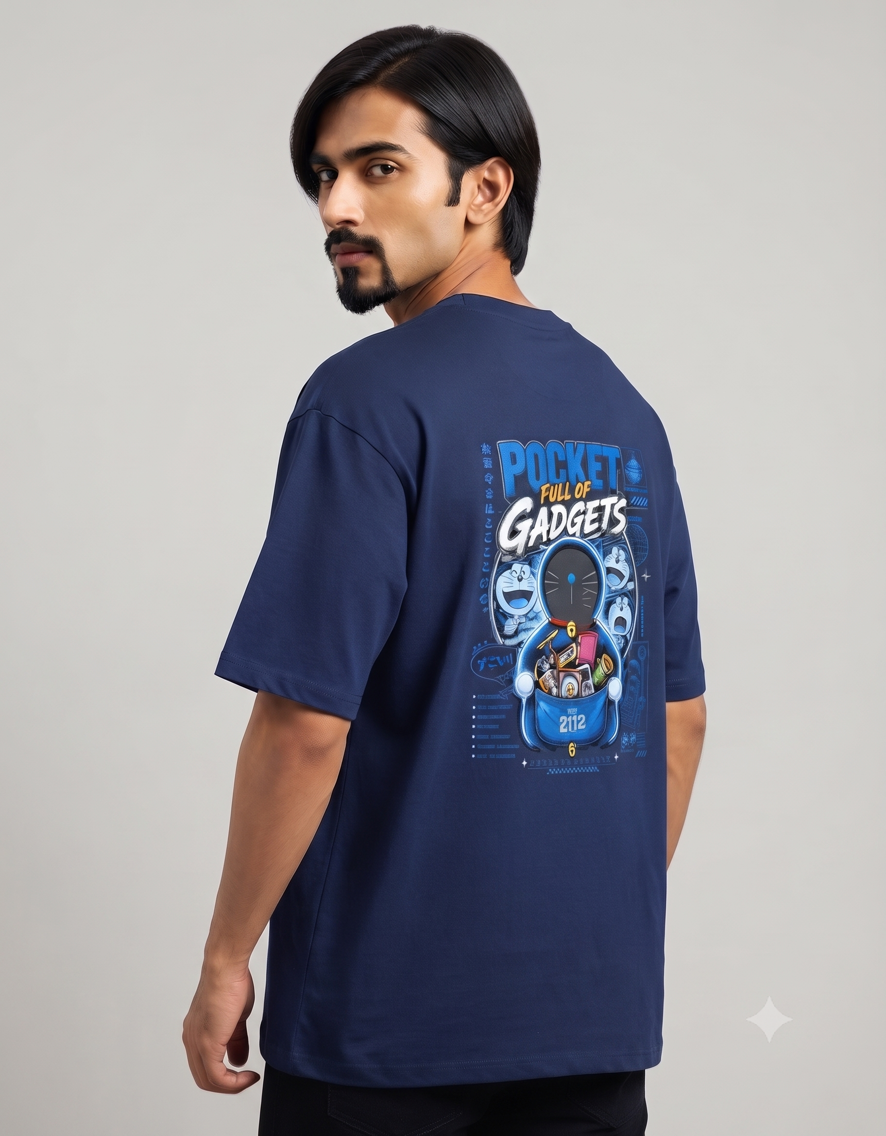 Pocket Full of Gadgets Retro-Future Oversized T-Shirt – Men's Graphic Tee