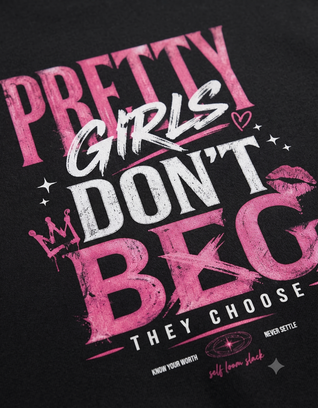Pretty Girls Don't Beg Oversized T-Shirt – Women's Graphic Tee