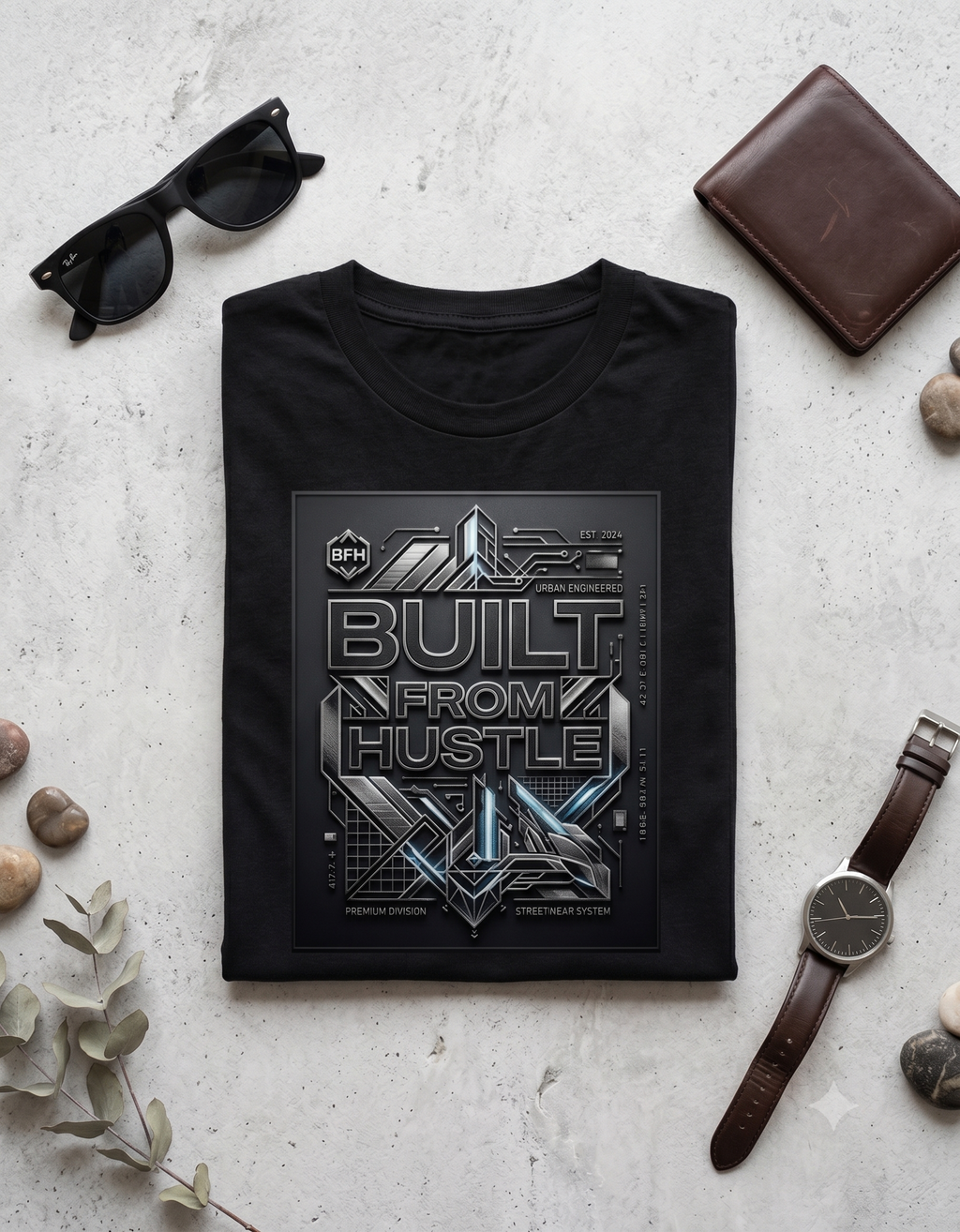 Built From Hustle Metallic Emblem Classic T-Shirt – Unisex Streetwear Tee