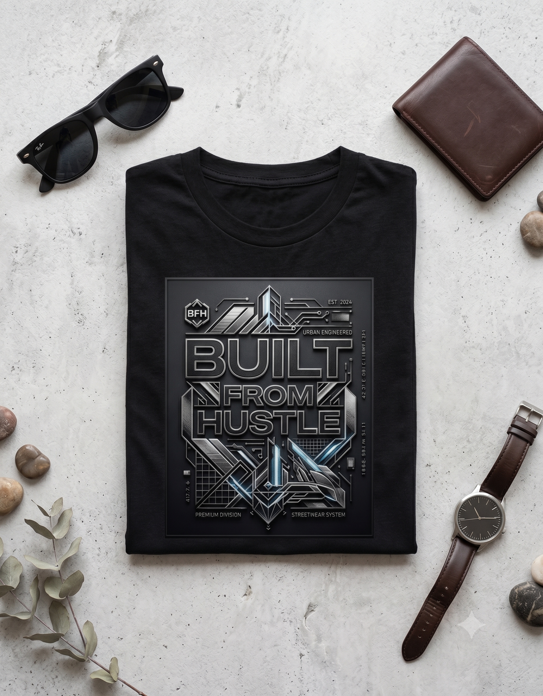 Built From Hustle Metallic Emblem Classic T-Shirt – Unisex Streetwear Tee