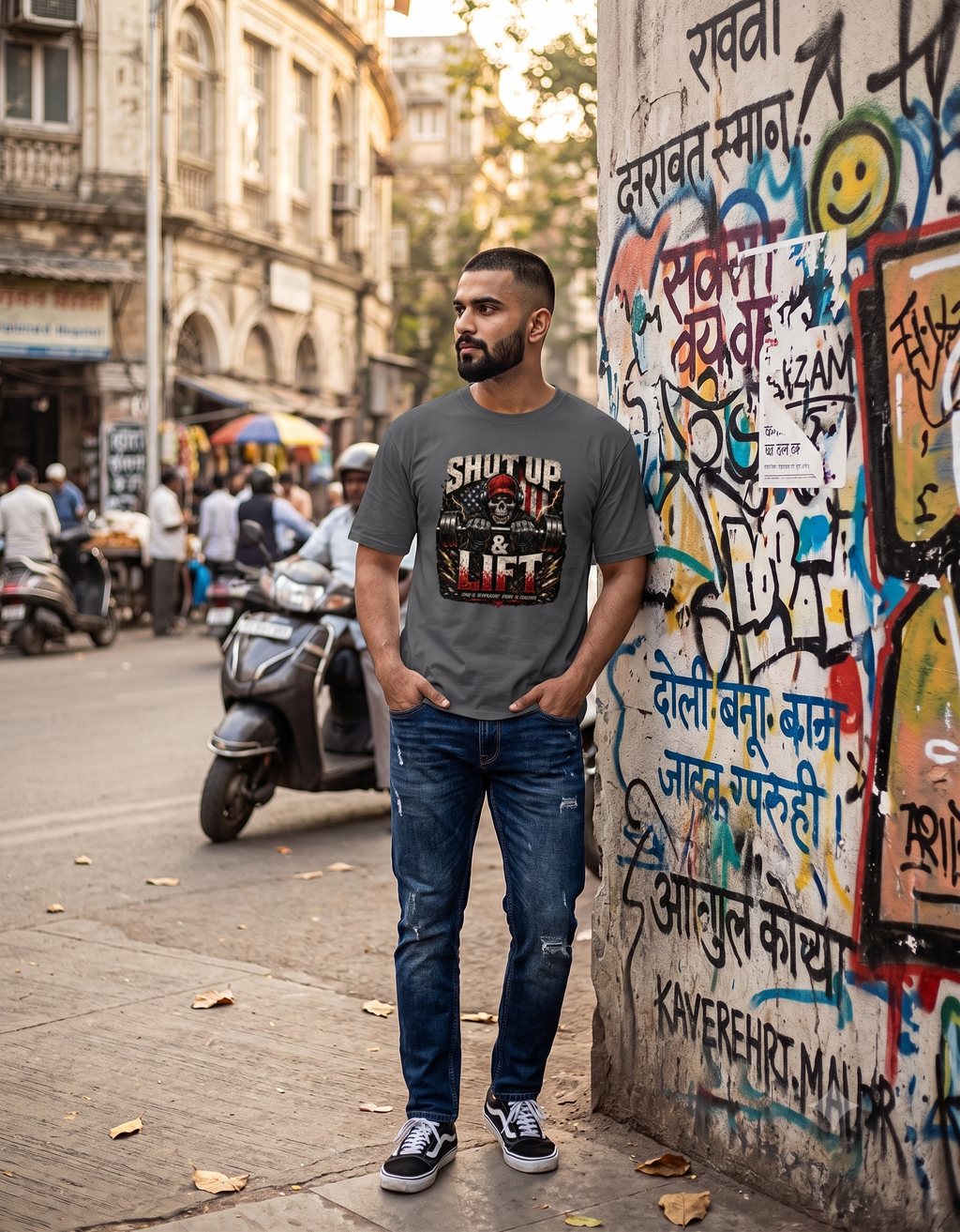 Shut Up & Lift Skull Classic T-Shirt – Men's Graphic Gym Tee