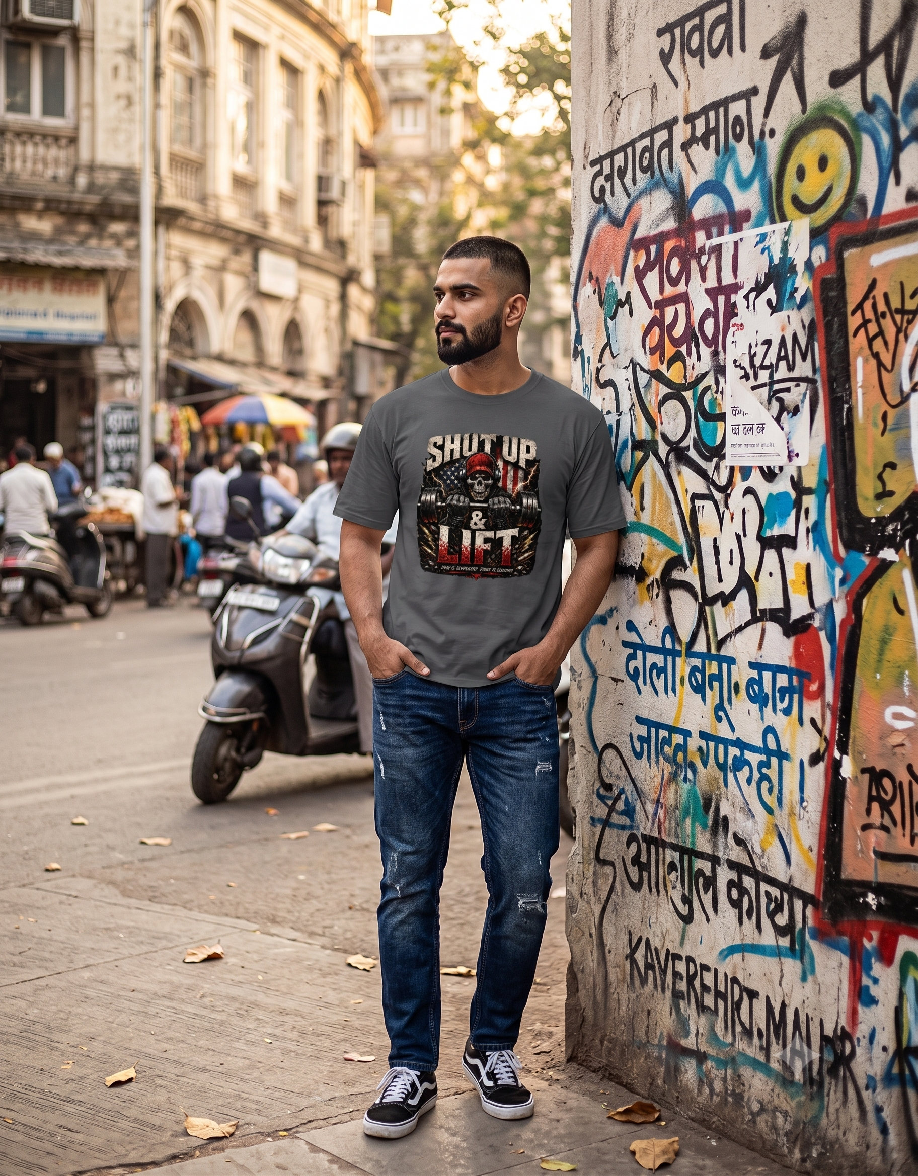 Shut Up & Lift Skull Classic T-Shirt – Men's Graphic Gym Tee