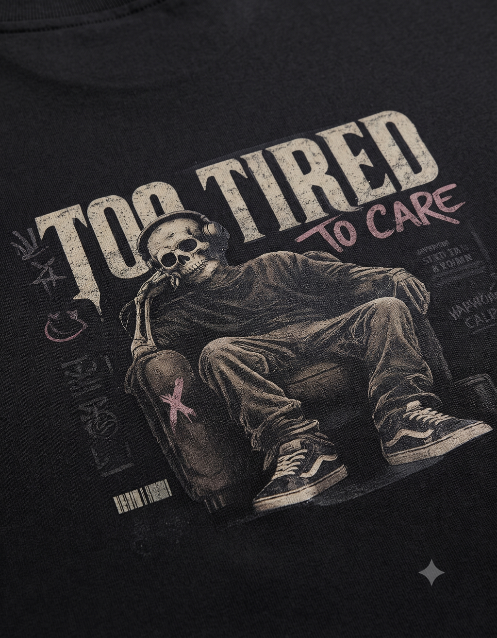 Too Tired To Care Oversized T-Shirt – Men's Graphic Tee