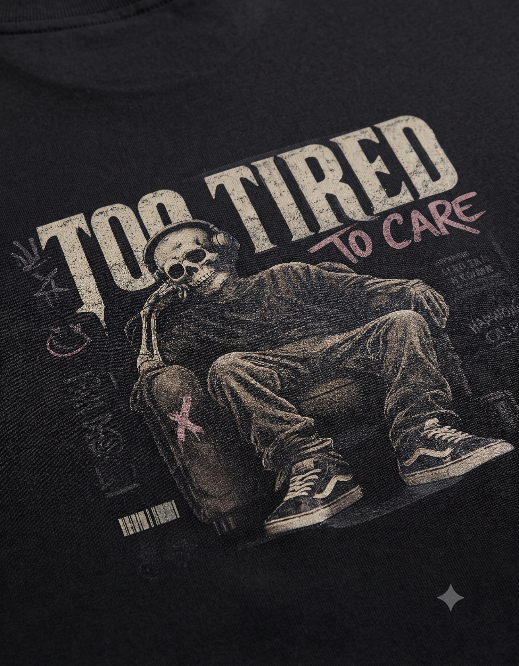 Too Tired To Care Oversized T-Shirt – Men's Graphic Tee