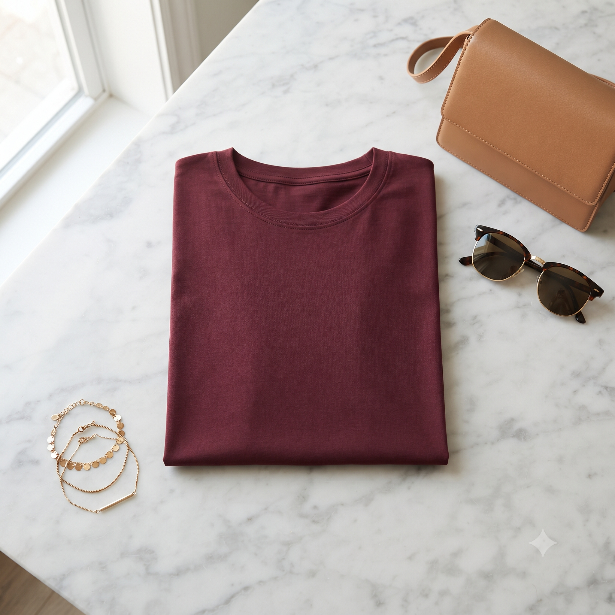 Plain	Maroon	Oversized	T-Shirt