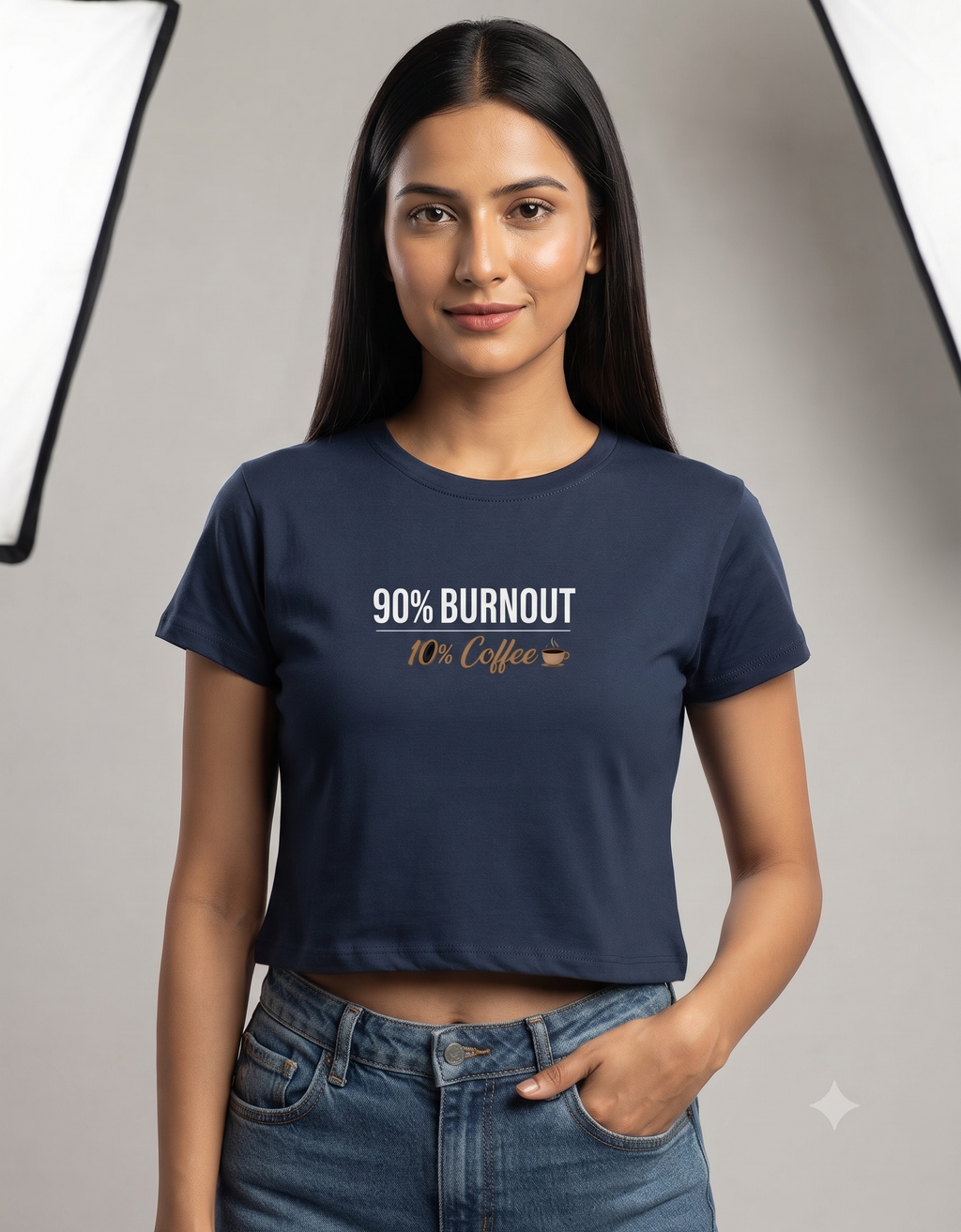 90% Burnout 10% Coffee Crop Top – Women's Graphic Tee