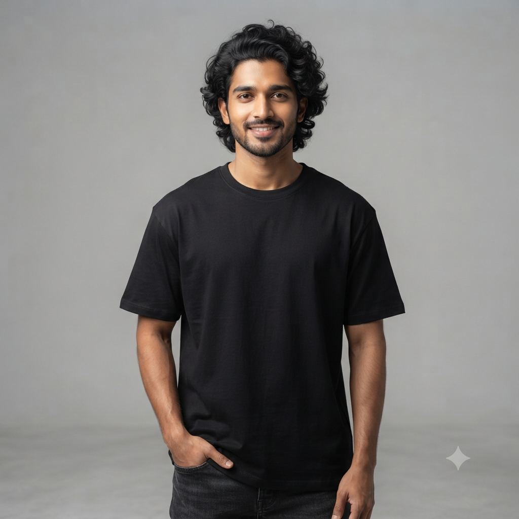 Plain	Black	Oversized	T-Shirt