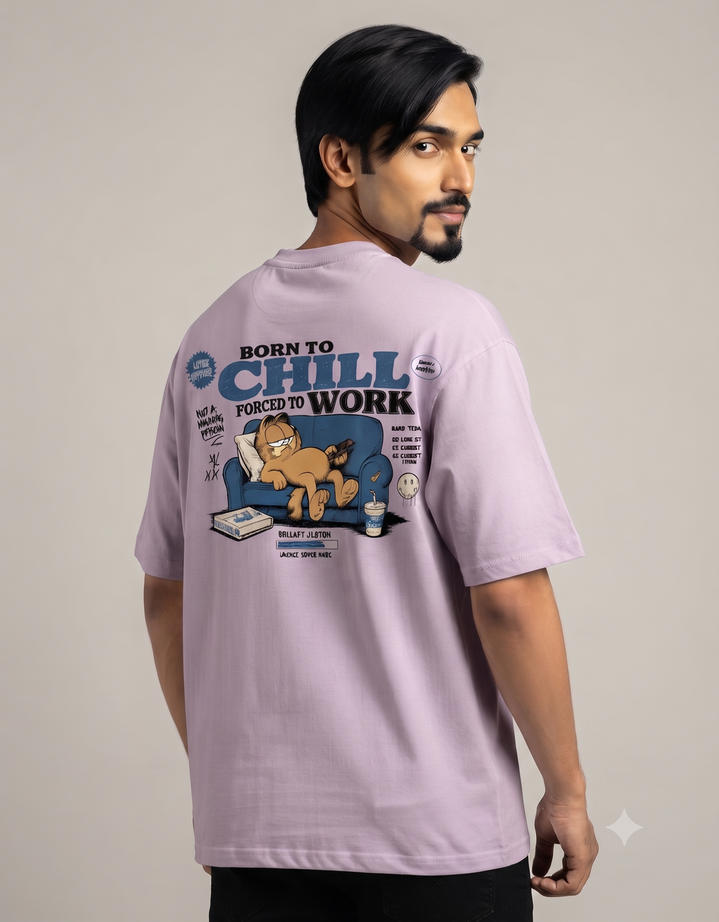 Born To Chill Lazy Cat Oversized T-Shirt – Men's Graphic Tee