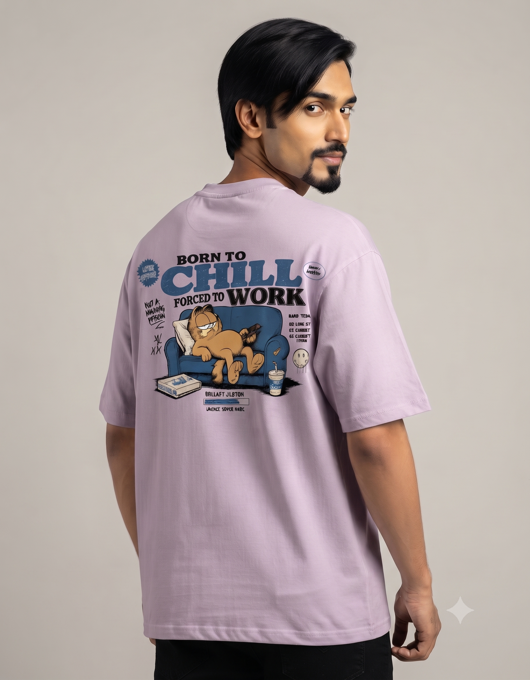 Born To Chill Lazy Cat Oversized T-Shirt – Men's Graphic Tee